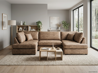 Soho Small U Shaped Sofa Chocolate Dapple Fabric