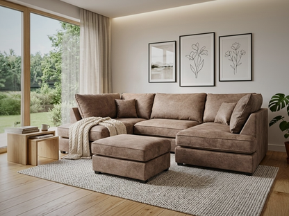 Soho Small U Shaped Sofa Chocolate Dapple Fabric