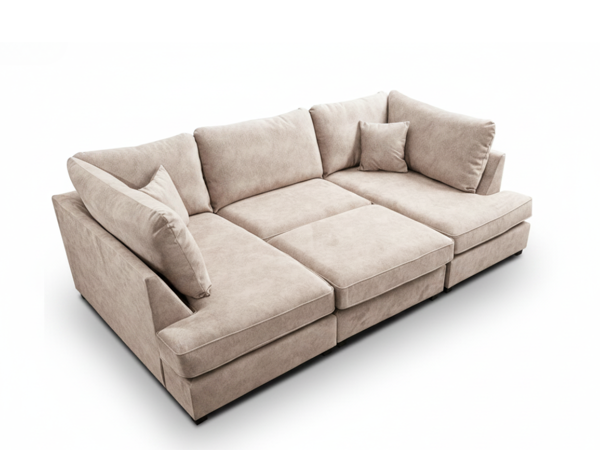 Soho Cream Small U Shaped Sofa in Dapple Fabric