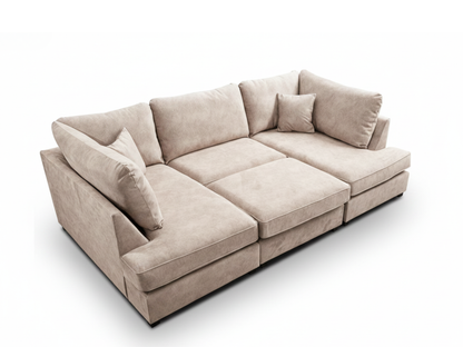 Soho Cream Small U Shaped Sofa in Dapple Fabric