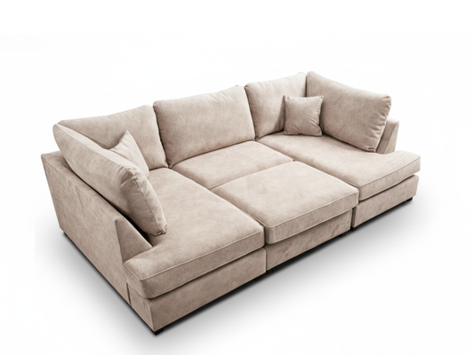 Soho Cream Small U Shaped Sofa in Dapple Fabric