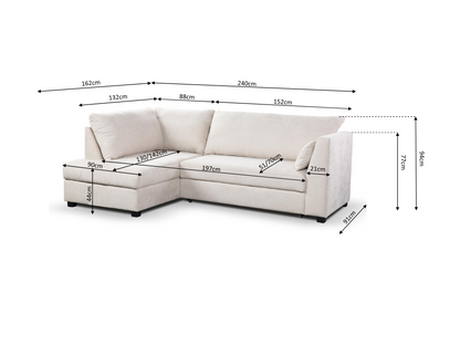 Sophia Corner Sofa Bed with Storage Right Facing