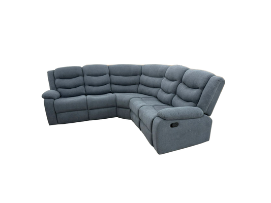 Classic Corner Recliner Sofa Manual Grey Fabric