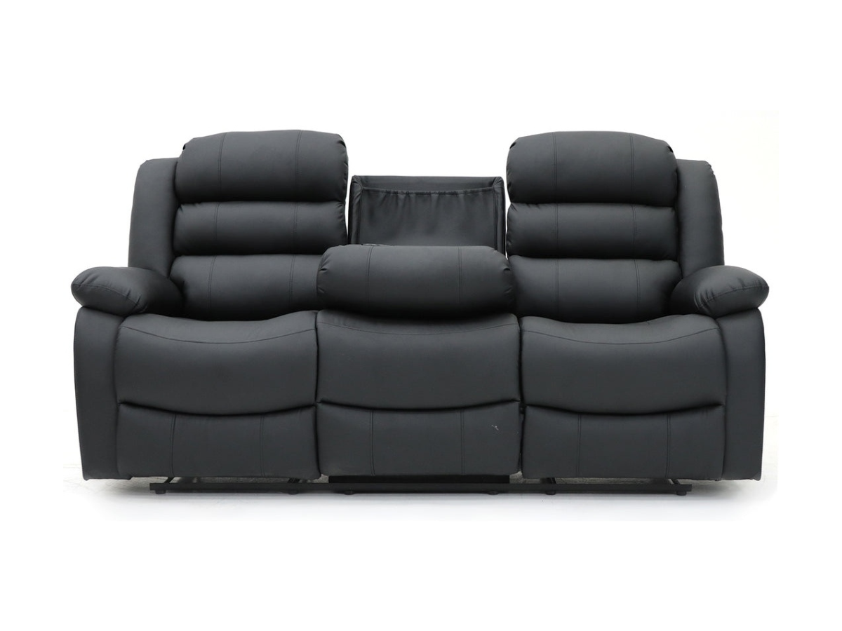 Sorrentino 3+2 Recliner Sofa Set Black Aire Leather