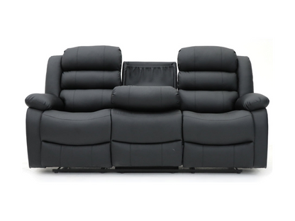 Sorrentino 3+2 Recliner Sofa Set Black Aire Leather