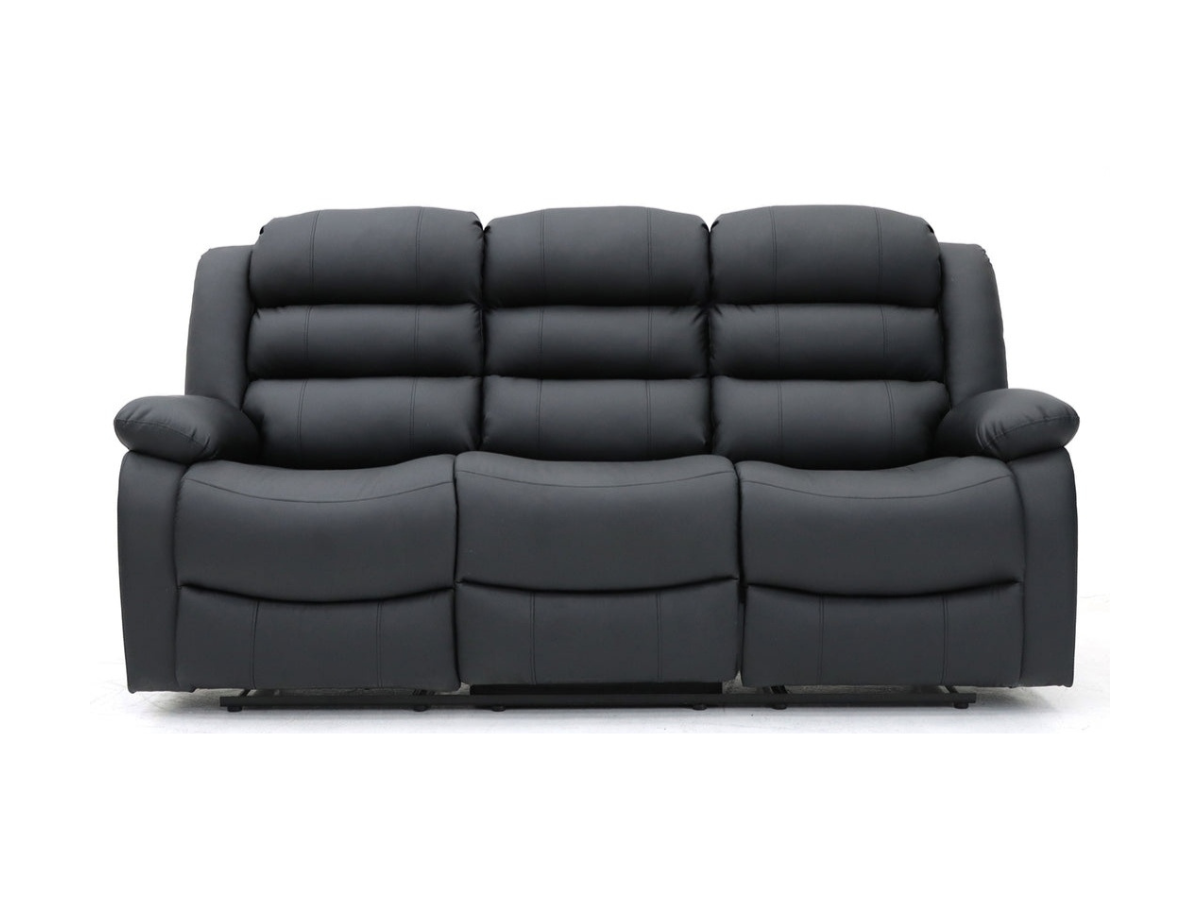 Sorrentino 3+2 Recliner Sofa Set Black Aire Leather