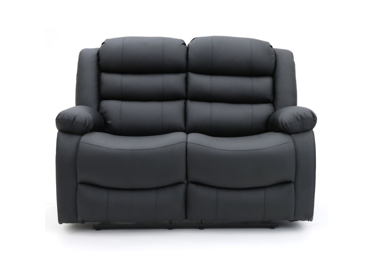 Roma Recliner 2 Seater Sofa Black Faux Leather