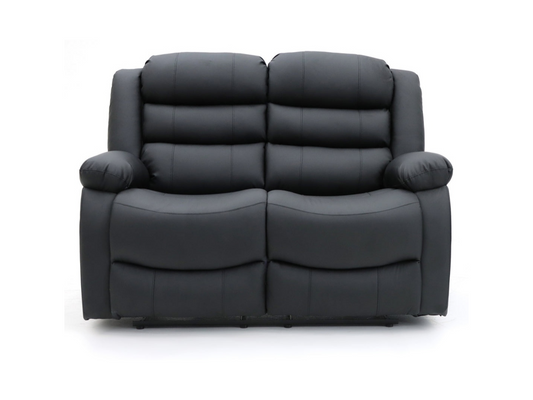 Roma Recliner 2 Seater Sofa Black Faux Leather