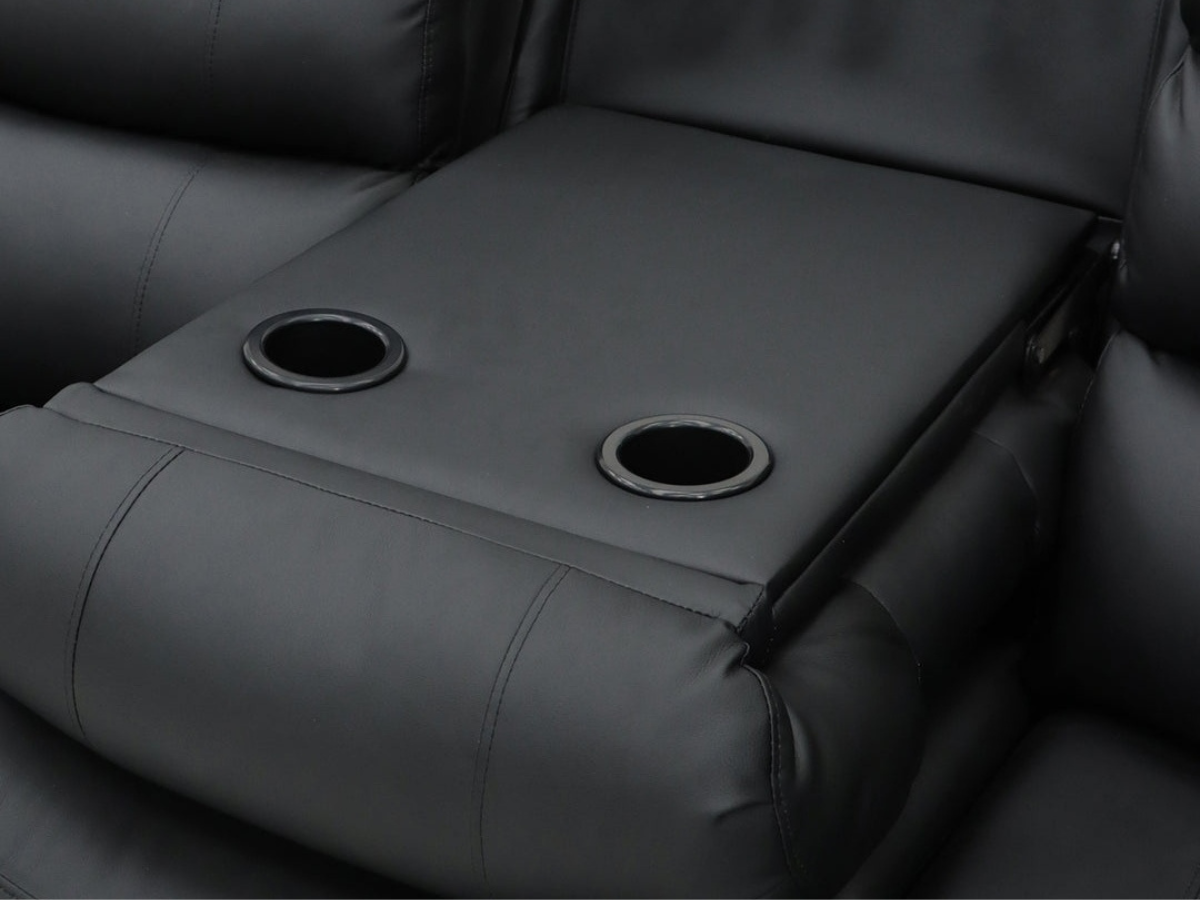 Sorrentino 3+2 Recliner Sofa Set Black Aire Leather