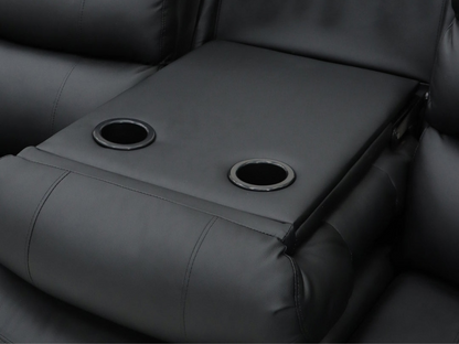 Sorrentino 3+2 Recliner Sofa Set Black Aire Leather