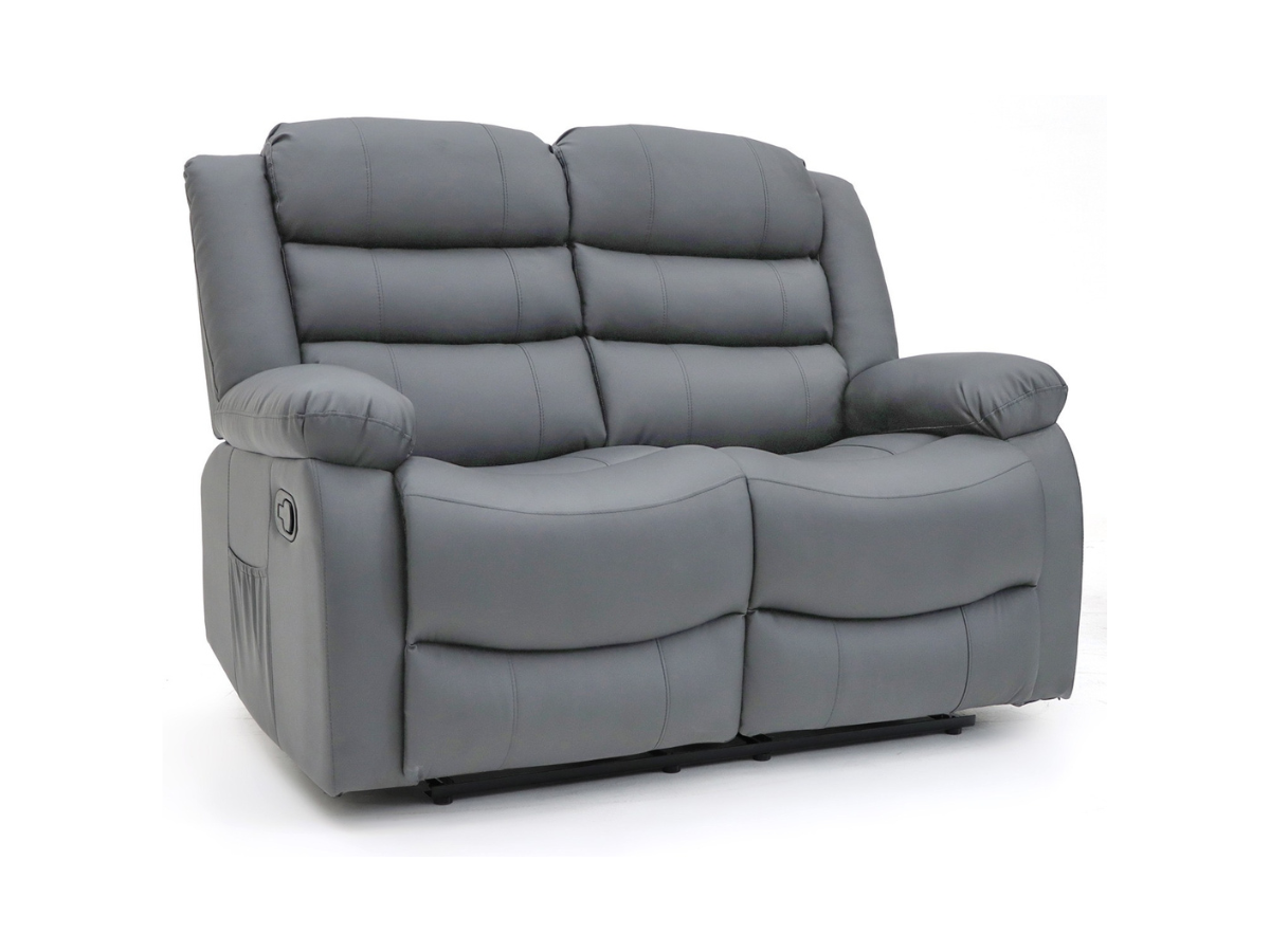 Sorrentino 2 Seater Reclining Sofa Grey Aire Leather