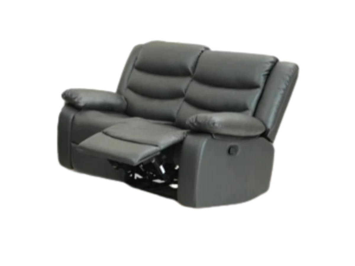Roma Recliner 2 Seater Sofa Grey Faux Leather
