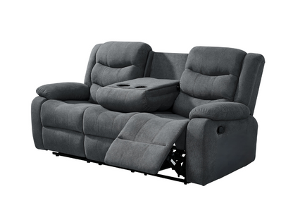 Classic 3 Seater Recliner Sofa Manual Grey Fabric