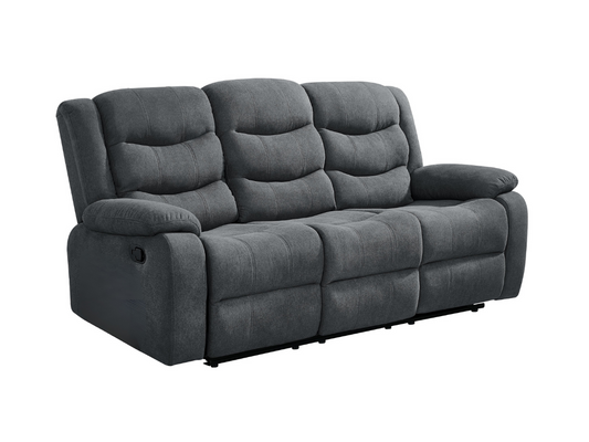 Classic 3 Seater Recliner Sofa Manual Grey Fabric