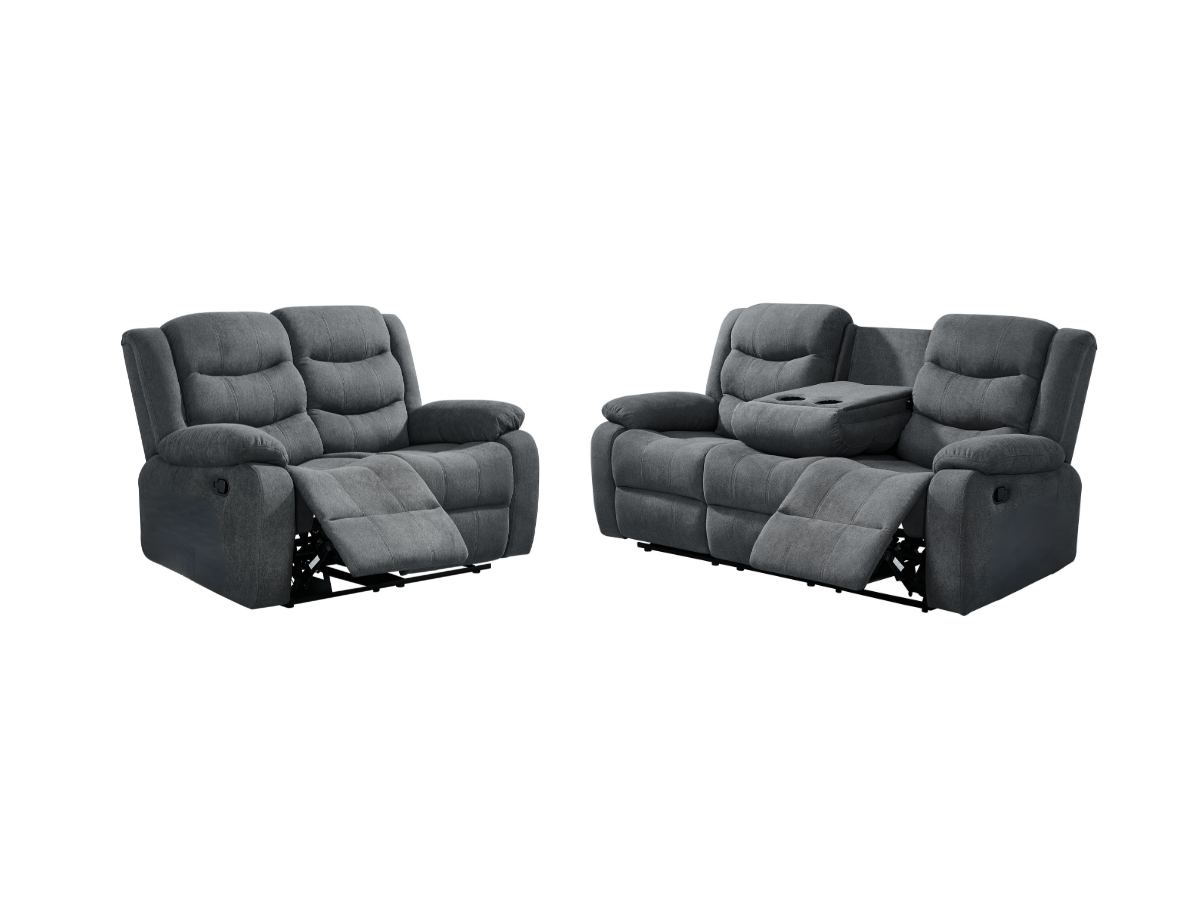 Classic Recliner Sofa Set 3+2 Manual Grey Fabric
