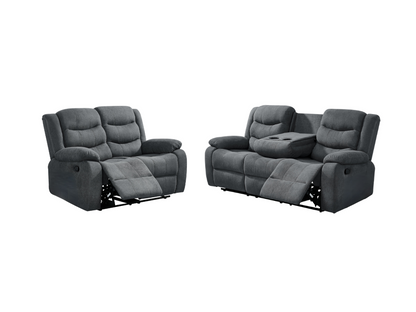 Classic Recliner Sofa Set 3+2 Manual Grey Fabric