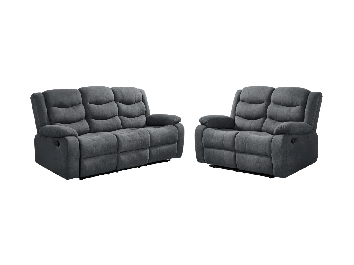 Classic Recliner Sofa Set 3+2 Manual Grey Fabric