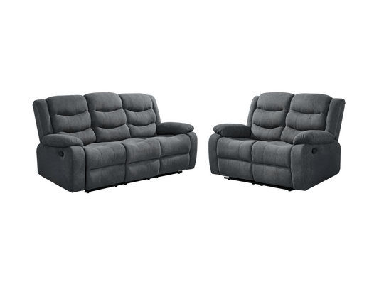 Classic Recliner Sofa Set 3+2 Manual Grey Fabric