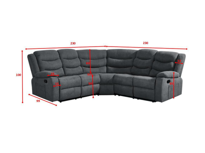 Sorrentino Corner Recliner Sofa in Grey Fabric