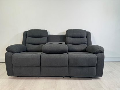 Classic 3 Seater Recliner Sofa Manual Grey Fabric