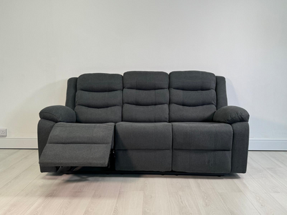 Classic 3 Seater Recliner Sofa Manual Grey Fabric