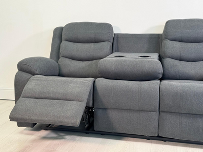 Sorrentino 3 Seater Recliner Sofa Grey Chenille Fabric