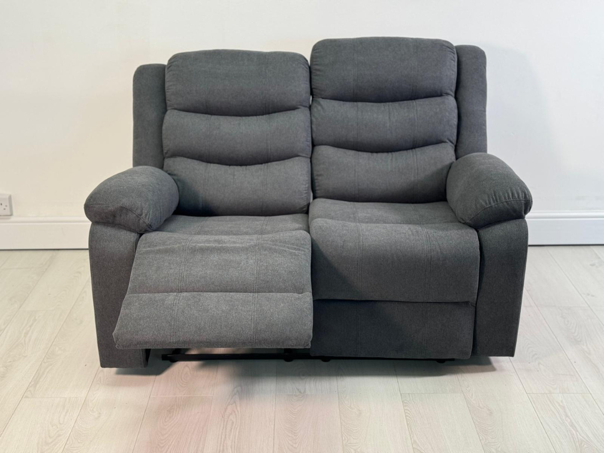 Classic 2 Seater Recliner Sofa Manual Fabric Grey