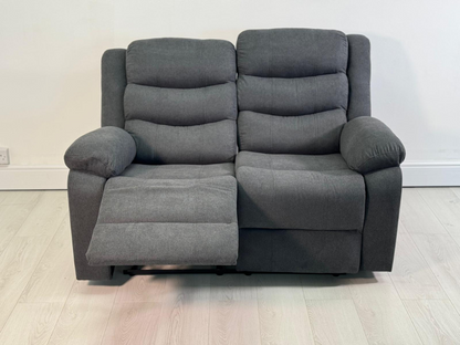 Classic 2 Seater Recliner Sofa Manual Fabric Grey