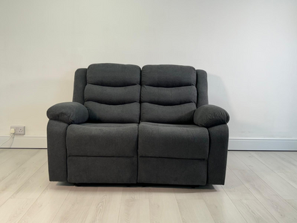 Classic 2 Seater Recliner Sofa Manual Fabric Grey