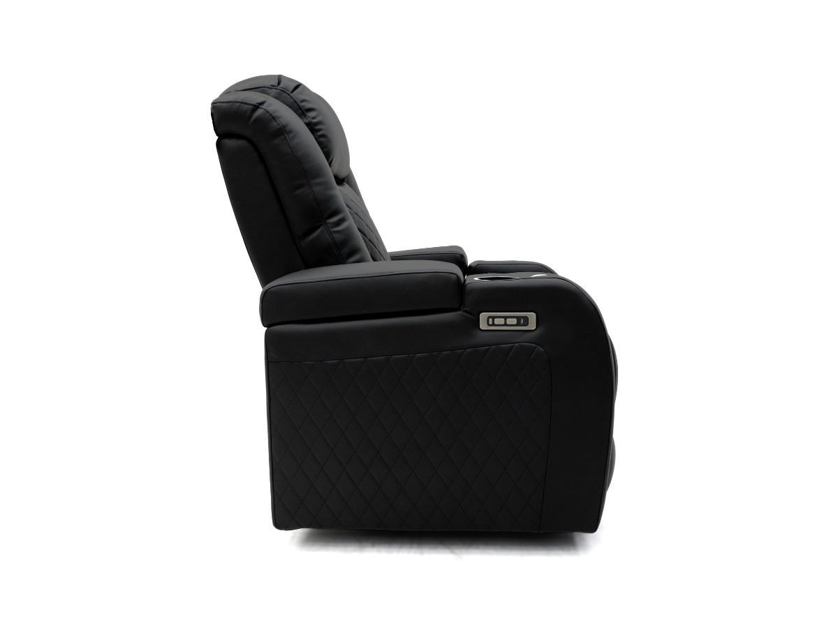 Tech 8 Smart Electric Recliner Armchair Black Aire Leather