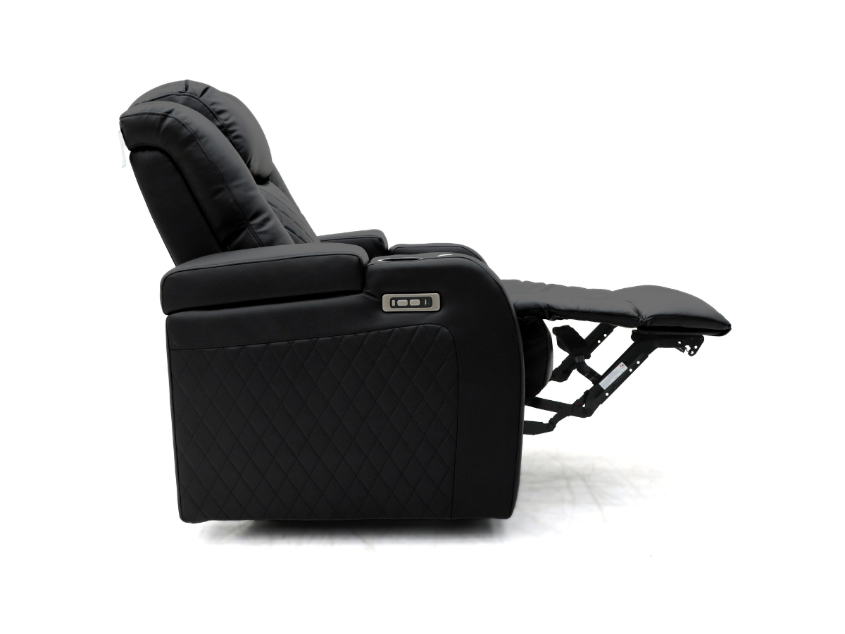 Tech 8 Smart 3+2+1 Electric Recliner Sofa Set Black Aire Leather