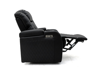 Tech 8 Smart 3+2+1 Electric Recliner Sofa Set Black Aire Leather