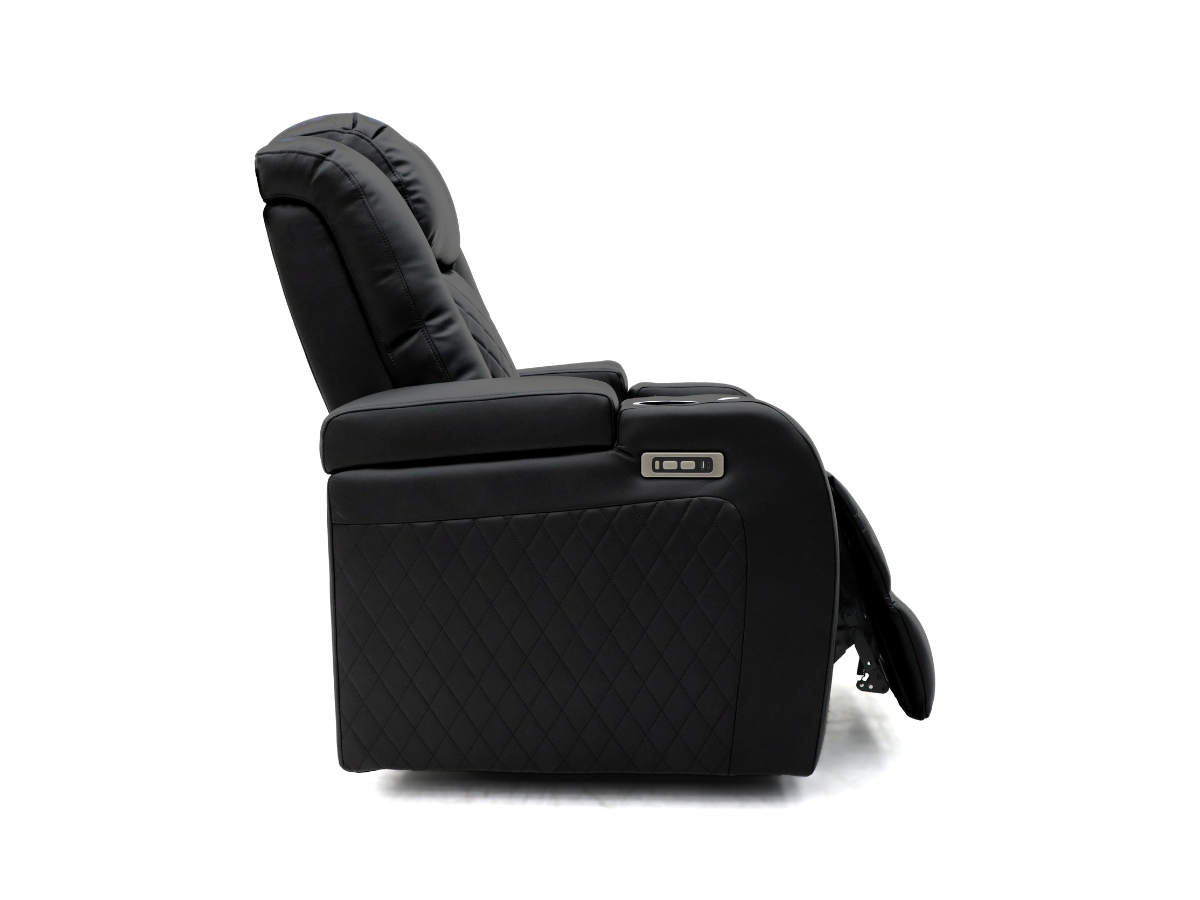 Tech 8 Smart Electric Recliner Armchair Black Aire Leather