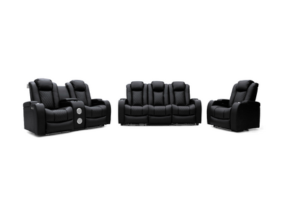 Tech 8 Smart Electric Recliner Armchair Black Aire Leather