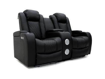 Tech 8 Smart Black 2 Seater Electric Recliner Sofa Aire Leather