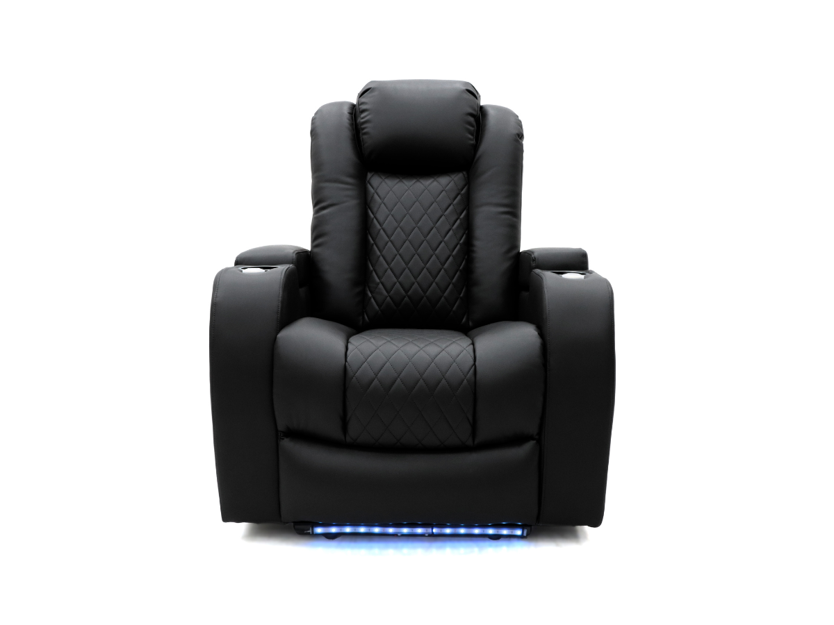 Tech 8 Smart Electric Recliner Armchair Black Aire Leather