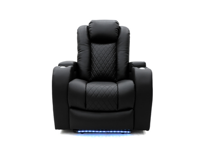 Tech 8 Smart Electric Recliner Armchair Black Aire Leather