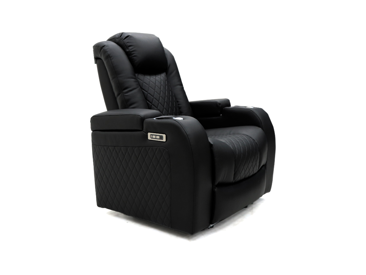 Tech 8 Smart 3+2+1 Electric Recliner Sofa Set Black Aire Leather