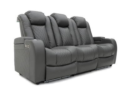 Tech 8 Smart 3+2 Electric Recliner Sofa Set Grey Aire Leather