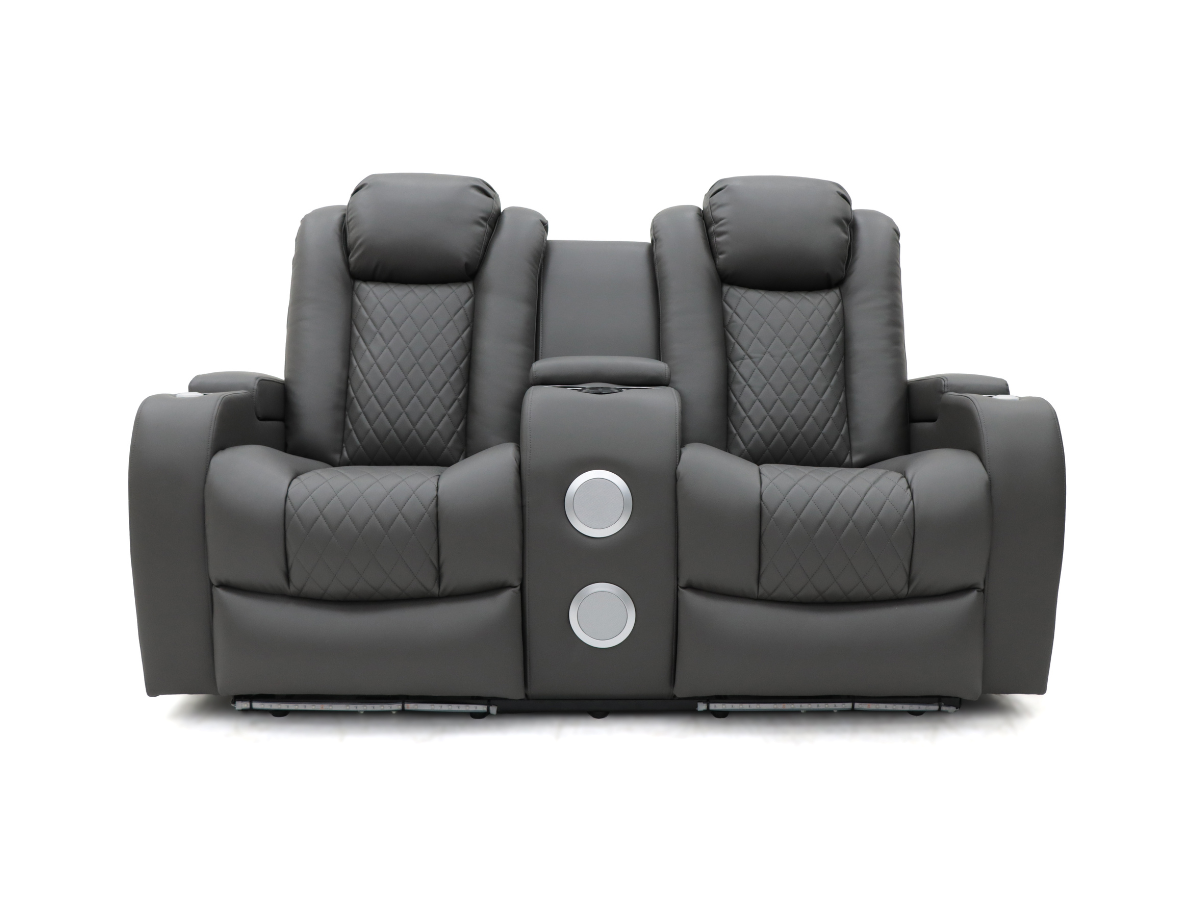 Tech 8 Smart Grey 2 Seater Electric Recliner Sofa Aire Leather