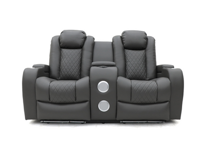 Tech 8 Smart Grey 2 Seater Electric Recliner Sofa Aire Leather