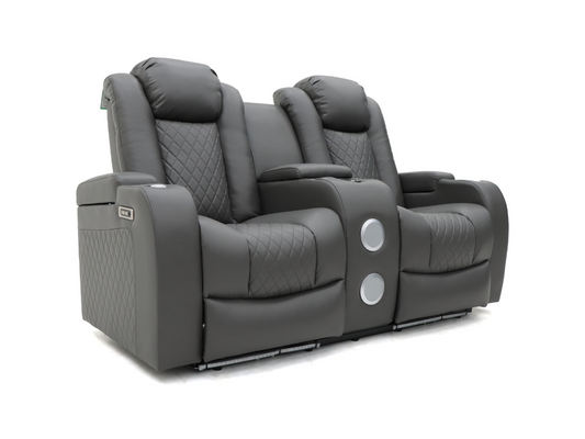 Tech 8 Smart Grey 2 Seater Electric Recliner Sofa Aire Leather