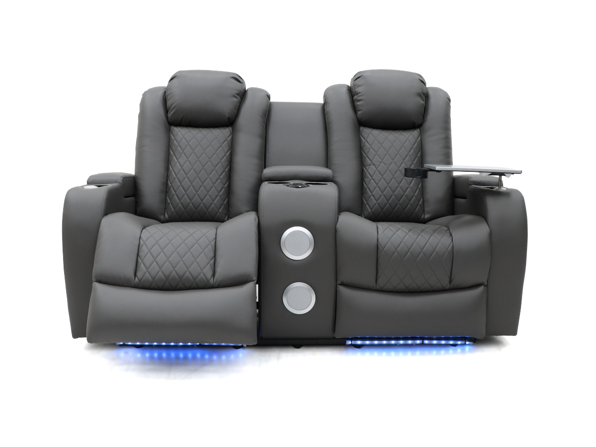 Tech 8 Smart 3+2+1 Electric Recliner Sofa Set Grey Aire Leather