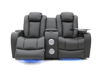 Tech 8 Smart 3+2+1 Electric Recliner Sofa Set Grey Aire Leather