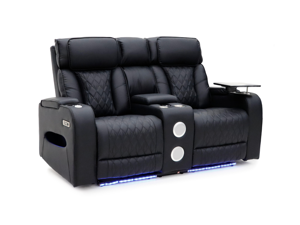 Tech 11 Smart 3+2+1 Electric Recliner Sofa Set Black Aire Leather