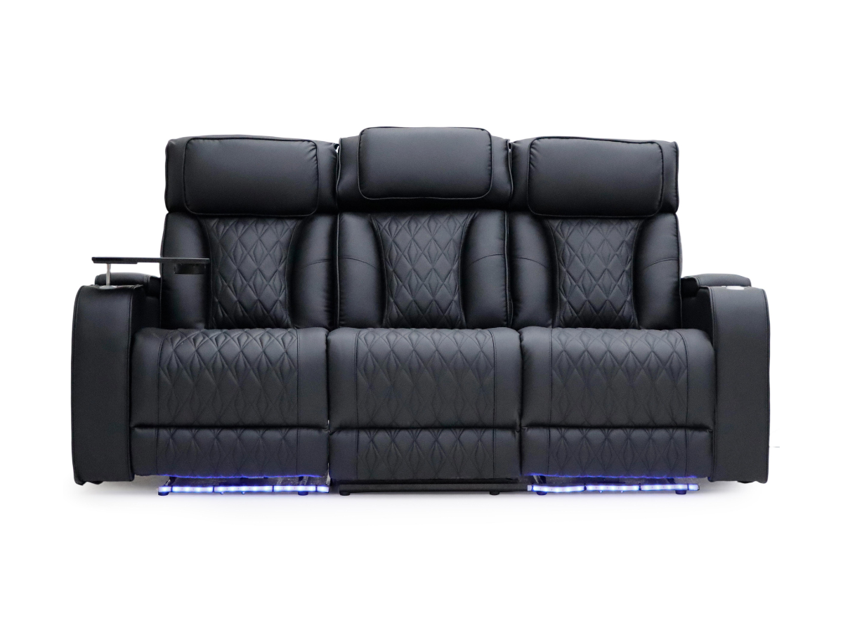 Tech 11 Smart 3+2+1 Electric Recliner Sofa Set Black Aire Leather