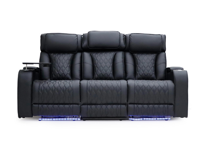 Tech 11 Smart 3+2 Electric Recliner Sofa Set Black Aire Leather
