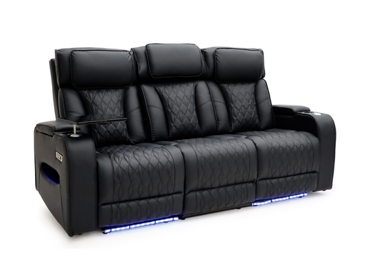 Tech 11 Smart 3 Seater Electric Recliner Sofa Black Aire Leather