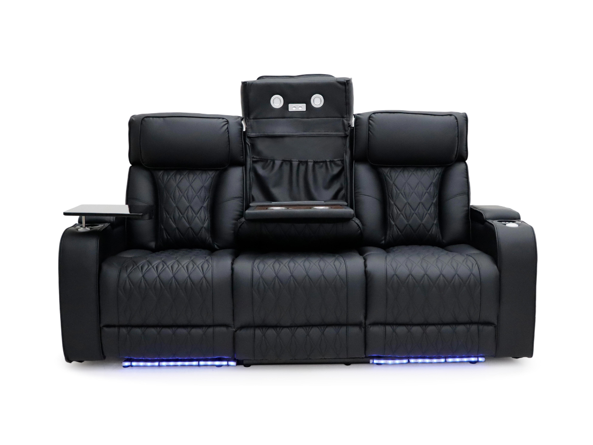 Tech 11 Smart 3+2+1 Electric Recliner Sofa Set Black Aire Leather