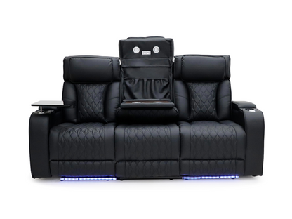Tech 11 Smart 3+2+1 Electric Recliner Sofa Set Black Aire Leather